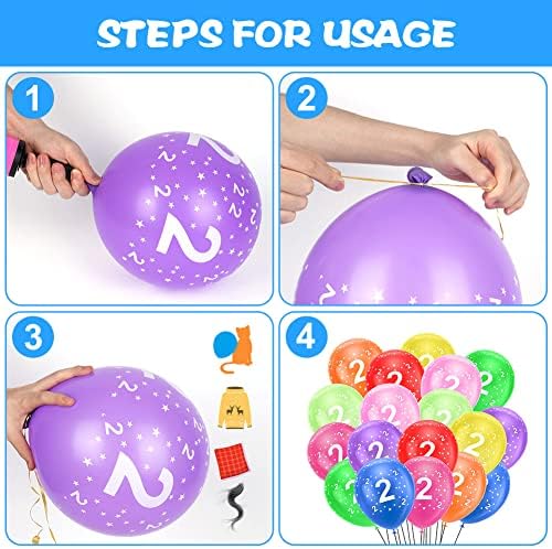 Ainiv 2nd Birthday Balloons 18PCS, 12inch Numbers Printed Latex Balloons - Image 3