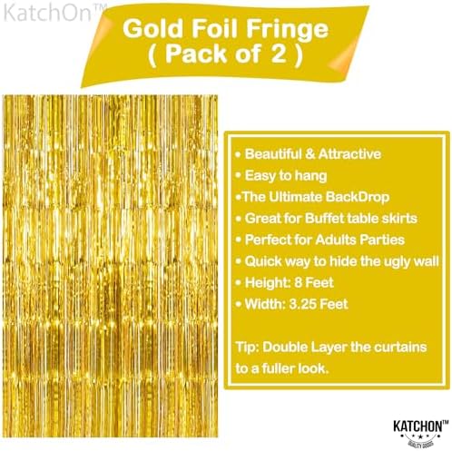 KatchOn, Gold Streamers Backdrop -3.2x8 Ft Pack of 2 Birthday Decorations - Image 2