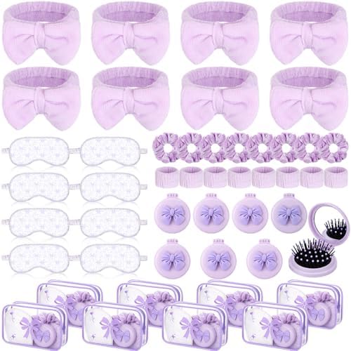 48Pcs/8Set Bow Coquette Party Favors Sleepover Spa Party Supplies, Purple by Honeydak