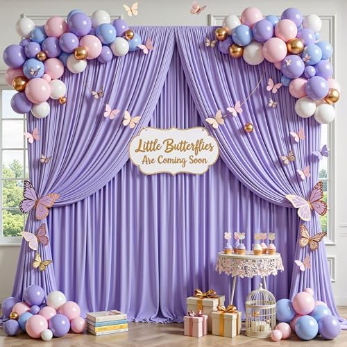 40x10ft Lavender Backdrop Curtain Panels for Parties - Wrinkle Free Polyester Photo Curtain Backdrop Wedding Back Drop Fabric Drapes for Party Decorations Background for Photography - Image 2