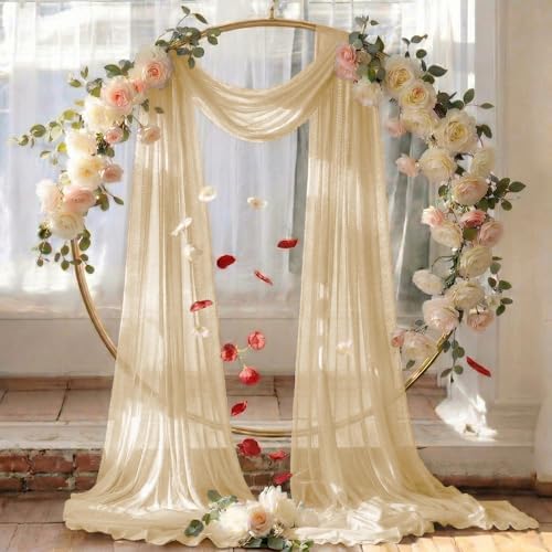 Pack of 2 Wedding Arch Drape Panel Fabric 30" x 20ft - Champagne Gold - Image 6