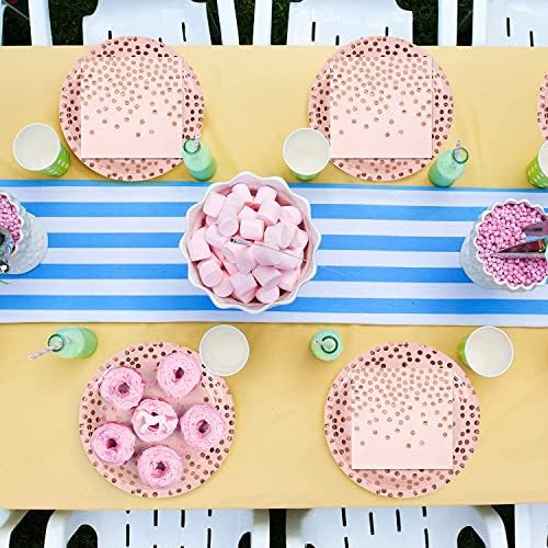 200Pcs Pink and Rose Gold Paper Plates&Napkins Party Supplies for Birthday - Image 6