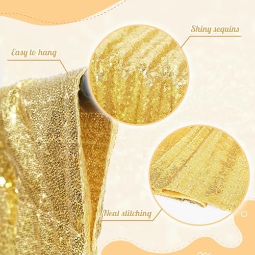 PartyDelight Gold Sequin Backdrop Curtains 2x8ft 4 Panels - Image 4