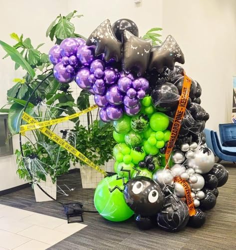 Halloween Balloon Garland Arch Kit, 131Pcs DIY Haloween Party Supplies Matte Black Metallic Purple Lime Green Balloon with Eye Balloons for Halloween Day Haunted House Theme Party Decorations - Image 5