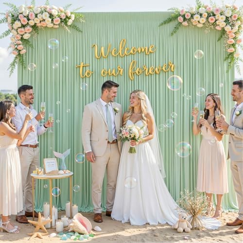 Sage Green Backdrop Curtain for Parties Wrinkle Free Dark Green Photo Curtains Backdrop Drapes Fabric Decoration for Baby Shower Birthday Party Photography 5ft x 7ft,2 Panels - Image 3