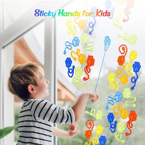 30 PCS Sticky Hands Bulk Party Favors for Kids 4-8,8-12 Year Dog Paw Shape Stretchy Sticky Hand Feet Goodie Bags Stuffers for Kids Treasure Box Toys for Classroom Small Mini Prizes Trinkets - Image 5