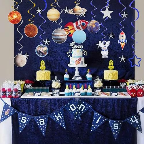 BEISHIDA Solar System Hanging Swirl Decorations 18Pcs Pre-Strung Space Party Hanging Ceiling Decors for Space Themed Birthday Galaxy Room Planet Party Supplies - Image 5