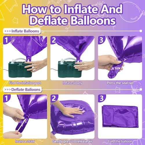 NISOCY 25PCS Purple and Gold Square Foil Balloons Wall Backdrop - Image 3