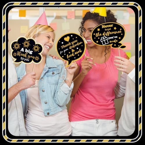 24pcs Customer Service Week Appreciation Decor Photo Prop, Black, Gold - Image 3
