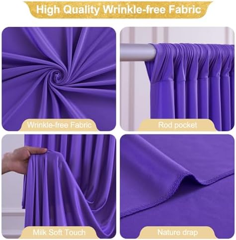 24x10FT Dark Purple Backdrop Curtains for Wedding Parties, Wrinkle Free Polyester Photography Backdrop Drapes for Baby Shower Birthday Parties Stage Background Stand Decorations 4x10ft,6 Panels - Image 2