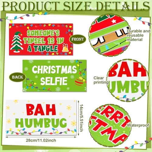 Beeveer 24 Pcs Lime Green Christmas Photo Booth Props, Monster Christmas - Image 3
