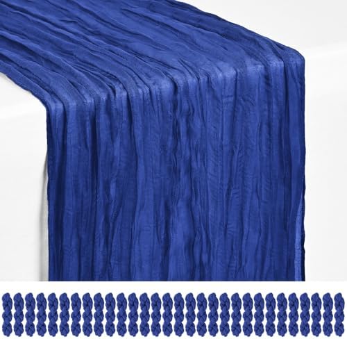 30 Pack Royal Blue Cheesecloth Table Runner 17x108 Inches Boho Home Decor by Showgeous