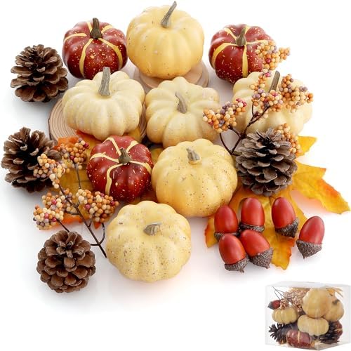 Artgar Pumpkin Decor Set, 23 PCS Fall Harvest Bowl Filler Decorations by ArtgarArtificialPlantDecorations