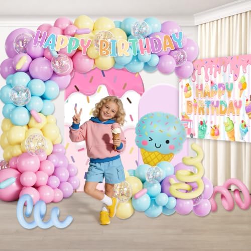 286pcs Fexivo Ice Cream Birthday Party Decorations, All-in-1 Set, 25 Guests - Image 4