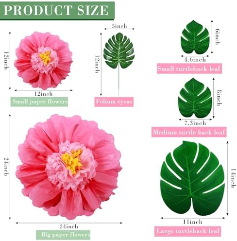 Canlierr 80 Pack Tropical Party Decorations Tissue Paper Hibiscus Palms Set - Image 2