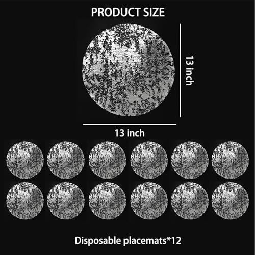 Snowkingdom Silver Disposable Placemats Set of 12 Foil Mesh 13 Inch Round Pressed Table Mates 12 Pack Silver Doilies for Dining Table Wedding Birthday Party Holiday Home Decoration - Image 5