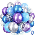 Snowflake Balloons, Pastel Blue Metallic Purple Silver Balloon with Snowflake Latex Balloons Birthday Party Decorations for Girls Birthday Baby Shower Winter Wonderland Christmas Party Supplies by Isndare