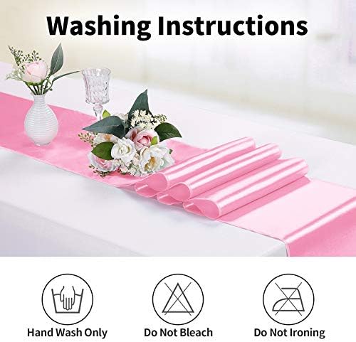 10-Pack Satin Table Runner Pink 12 x 108 inches Long, Table Runners for Wedding, Birthday Parties, Banquets Decorations（10 Pack, 12x108 Inch, Pink） - Image 6