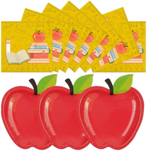 40 PCS Back to School Apple Paper Plates and Napkins Decorations, First Day of School Disposable 7 Inch Dessert Plates Tableware Set for Composition Notebook Classroom Pre K Teacher Party Supplies by Unknown