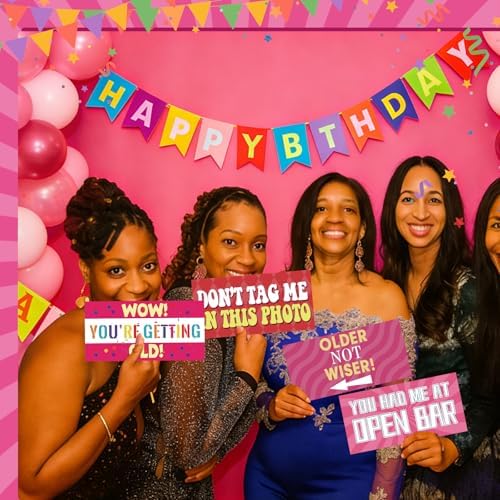 Beeveer 24 Designs Funny Birthday Photo Booth Props Double Sided Signs - Image 5