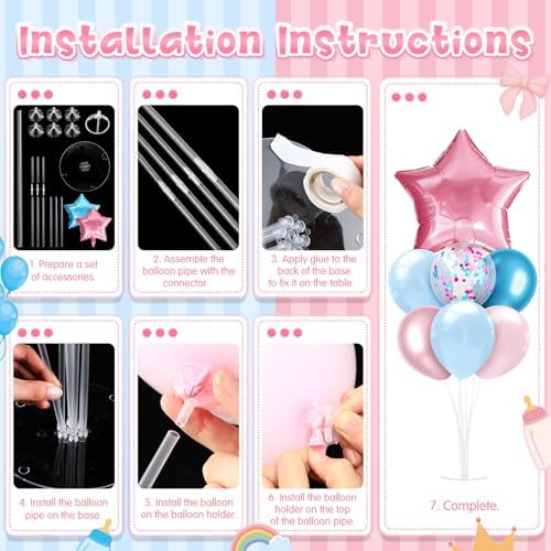 Lunmon 4 Set Gender Reveal Balloon Stand Table Centerpieces Pink Blue - Image 4