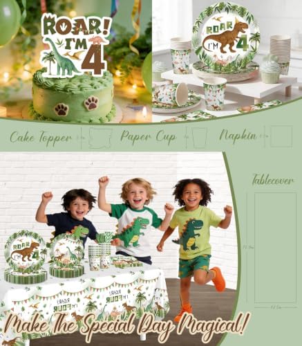 cocomigo 267pcs Roar im 4 Dinosaur Party Decorations Boy Set, for 25 Guests - Image 5