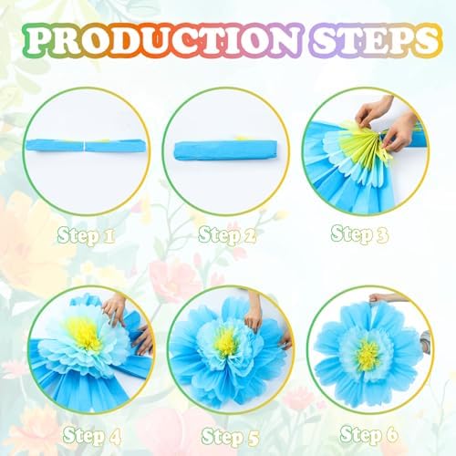 Giegxin 6 Pcs 39.3", 31.5", 24" Mexican Giant Paper Flowers Wall Decor - Image 4