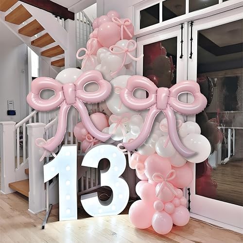 4 Pcs Light Pink Bow Balloons Bow Party Decorations for Girl Women Bow Birthday Decorations Giant Pastel Pink Bow Balloon for Graduation Baby Shower Bridal Wedding Decor Bachelorette Party Supplies - Image 7