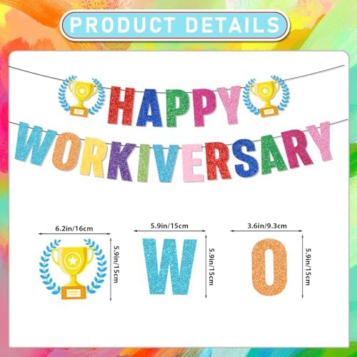 Work Anniversary Decorations: Happy Anniversary Banner Happy Anniversary Decorations with Hanging Swirls Honeycomb Centerpieces Balloons Office Employee Worker Appreciation Decor - Image 2