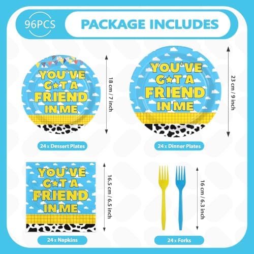 96Pcs Cartoon Story Birthday Party Decorations Serves 24 - Image 5