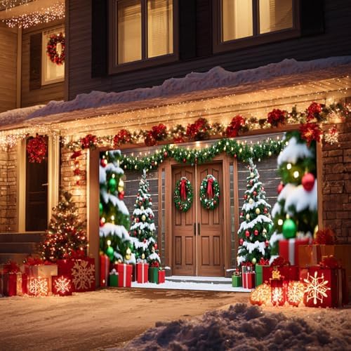 HOMETITUTE Christmas Rustic Wood Garage Banner 13x6ft Fabric - Image 4