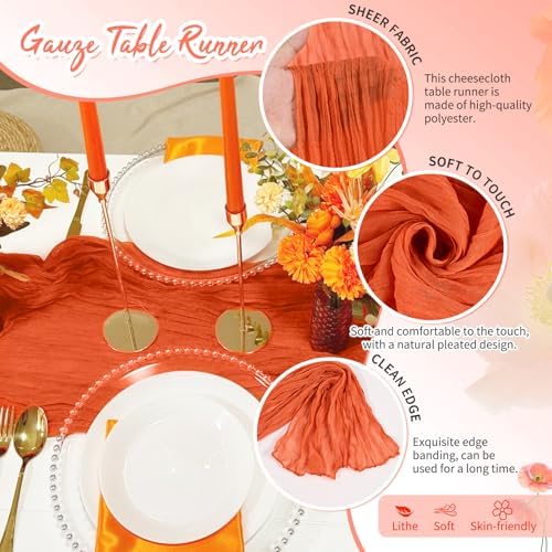30 Pack Orange Cheesecloth Table Runner 17x108 Inches Boho Home Decor - Image 3