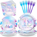 Grencian 96Pcs18th Birthday Iridescent Party Decoration, Serve 24 by Grencian