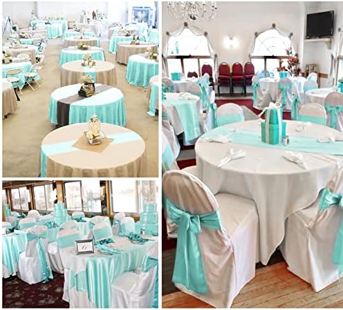 10-Pack Aqua 12 x 108 inches Long Premium Satin Table Runner - Image 6