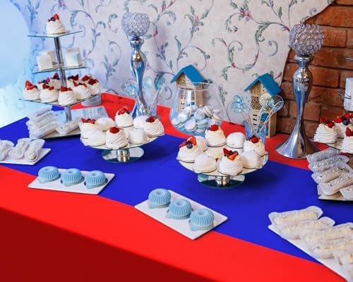 Oudain 3 Pcs Plastic Disposable Table Cloth 54" x 108", Red, Blue - Image 5