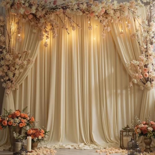 10ftx10ftWrinkle Free Champagne Backdrop Curtains for Parties, 2 Panels Silky Polyester Photo Backdrop Drapes Back Drop Cloth Drapery for Wedding Birthday Photography Baackground - Image 4
