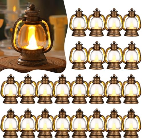 Ferraycle 48 Pcs Mini Lanterns 4 Inch Retro Gold Lamp Table Centerpieces by Ferraycle