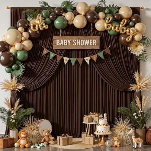 20x10ft Brown Backdrop Curtain Panels for Parties - Wrinkle Free Polyester Photo Curtain Backdrop Wedding Back Drop Fabric Drapes for Party Decorations Background for Photography - Image 3
