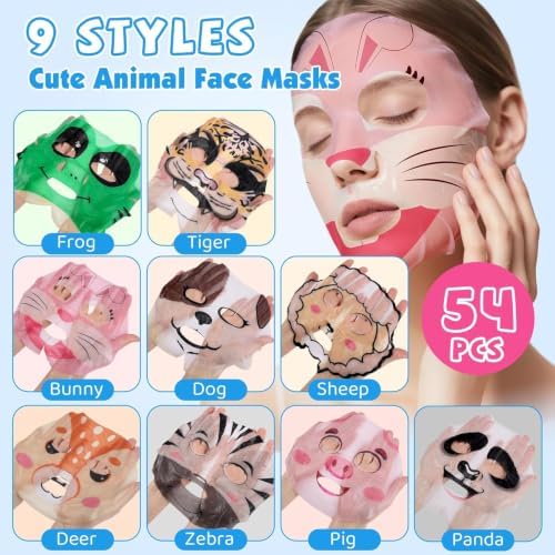 KONEUK 54 Pack Animal Kids Face Mask Spa, Spa Party Supplies for Women - Image 3