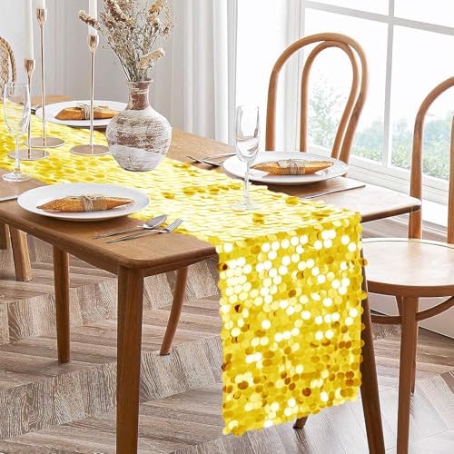 VHH Sequin Table Runner 12 x 108 inches Yellow Table Runner, Glitter Runner for Party Wedding Birthday, Party Spring Easter Rustic, Birthday Supplies Decorations (3 Pack). - Image 3