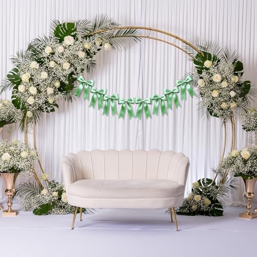 1 String of 8PCS Sage Green Bow Garland Banner Decoration,Pre-Strung Satin Ribbon Ornaments for Birthday,Bachelorette Party,Bridal Shower,Wedding,Engagement,Baby Shower,Graduation Decor,Anniversary - Image 5