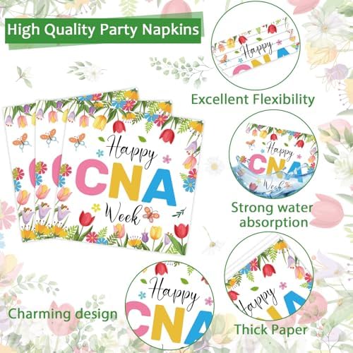96PCS Happy CNA Week Party Decorations Nurse Week Plates and Napkins Thanks for Everything You Do Nursing Assistant Tableware Dinnerware Set for Doctors Day Medical School Grad Party Decor Supplies - Image 4
