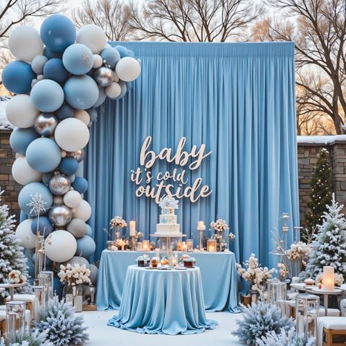 Baby Blue Backdrop Curtain - 10x10FT Back Drop Curtains for Parties Wrinkle-Free Soft Polyester Backdrop Wedding Decoration Photoground Backdrop Stain-Resistant for Back Drop Stand, 2 Panels - Image 3