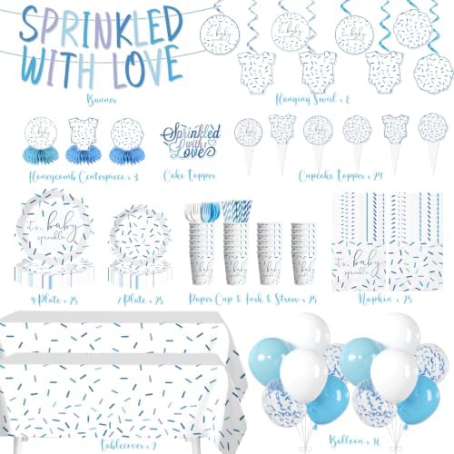 Xynic Baby Sprinkle Decorations Tableware Set Serves 25 Guests - Image 2
