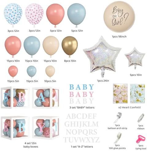 Amandir 164PCS Gender Reveal Balloon Boxes with Letters Decorations - Image 2