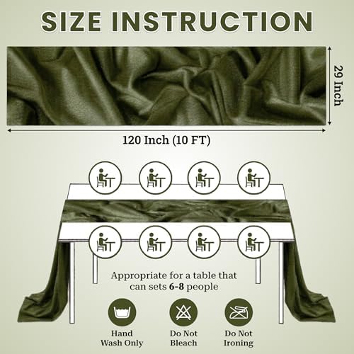 Pack of 15 Chiffon Table Runners 29 x 120 Inch, 10FT Long - Olive Green - Image 3