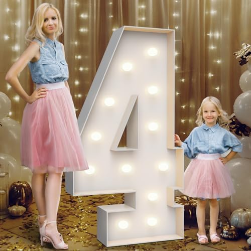 4FT Light Up Marquee Number 4- Large Foam Board Mosaic Kit by Teebloom