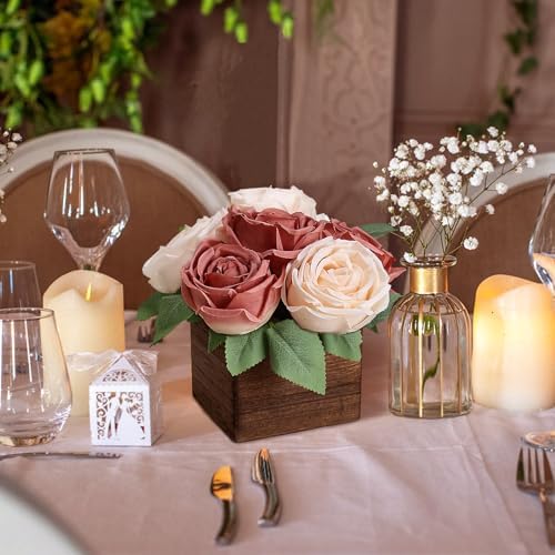 Dusty Pink & Champagne Dining Table Centerpiece Set of 6 - Image 5