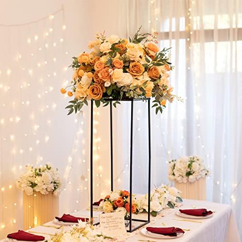 Sziqiqi Black Geometric Centerpiece Column Flower Stand, 2Pcs, 31.5in - Image 2