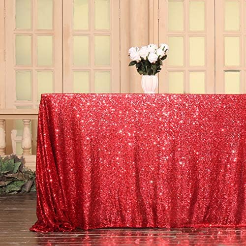 Eternal Beauty Red Sequin Tablecloth 60 x 102-Inch Sparkly Overlay Rectangle Glitter Table Cover for Wedding Party Birthday Decoration - Image 3